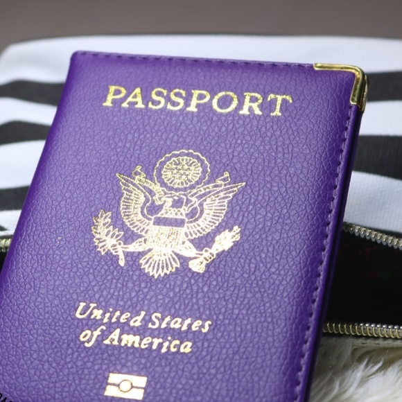 Star Posh Accessories - Purple & Gold Faux Leather Passport Holder